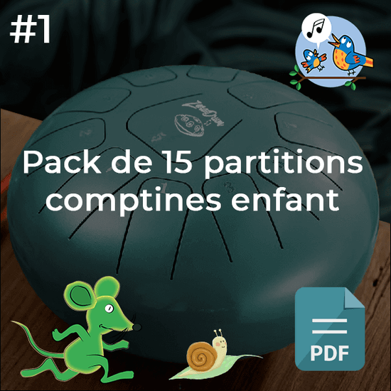 Partitions Tongue Drum  Pack de 15 partitions comptines pour enfants #1
