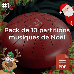 Partition tongue drum, partitions tongue drum 8/11/12/15 notes, tongue drum partition noël